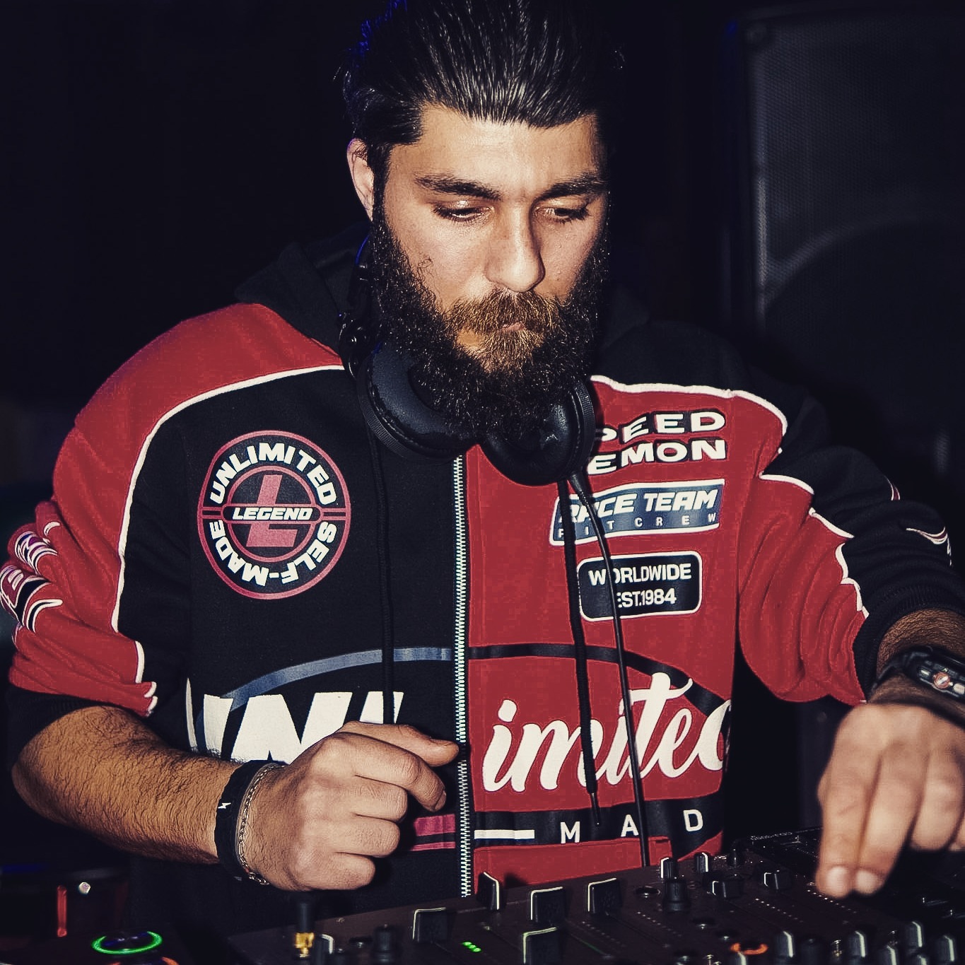 Light Musik performing in a blue-lit club